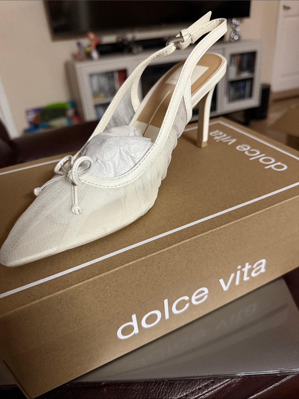 Dolce Vita Cream Slingback Pointed Toe Heels
